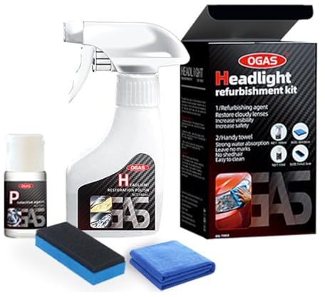 Spray Restaurador De Faros Ogas, Kit Reparación for Automóviles, Limpieza Con Pulidor Cerámico Coche, Elimina El Amarilleo Y La Oxidación, Extremadamente Hidrofóbico Todo Tipo Vehículos(1pc)