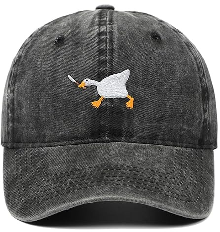 Generisch PHITALO Vintage Baseball Cap, Gans mit Messer -Stickerei, Schwarz, Verstellbar 56-58 cm, 100% Baumwolle