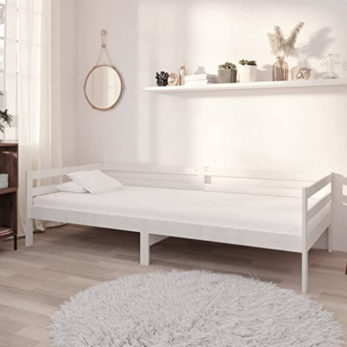 Ordellia Tagesbett Weiß Massivholz Kiefer 90x200 cm, Multifunktionales Einzelbett für Gästezimmer, Robustes Kiefernholz-Sofabett mit Lattenrost, Schlafsofa für Schlafzimmer