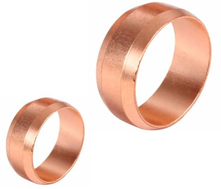 Copper Compression Olives, 15mm and 22mm, Plumbing Compression Fittings, EN1254, WRAS Approved, Made in UK, Pack of 10