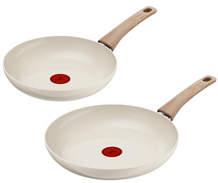 Tefal Reflect On 2-tlg. Pfannen-Set, 24/28 cm, für alle Herdarten | keramische Antihaftbeschichtung, recycelter Aluminiumkörper, Thermo-Signal, einfache Reinigung, Creme, G0229032