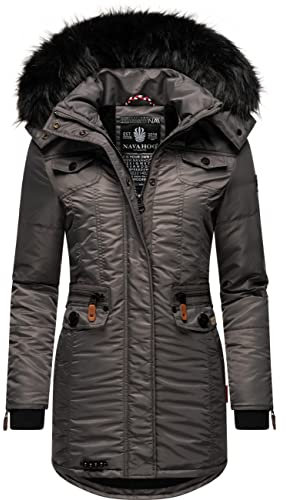 Navahoo Damen Warmer Winter Kurzmantel Schätzchen Anthrazit Gr. S