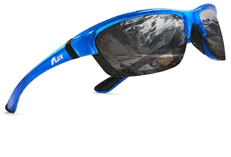 ICECUBE AVENTO Occhiali da sole sportivi polarizzati UV400 con funzione antiscivolo e montatura leggera, per uomini e donne durante la guida, corsa, baseball, golf, sport casual e attività, Blu, L