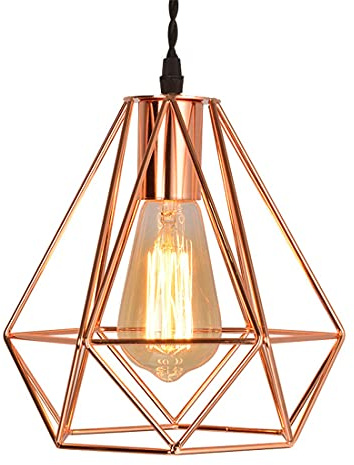 Retro Rose Gold Ceiling Light Wire Basket Metal Basket Pendant Light Shade Lampshade Bedroom Industrial Chandelier Lamp Shade Lights Fittings