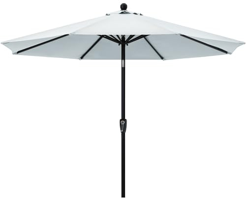 ABCCANOPY Sonnenschirm 270 cm, Strandschirm, Beidseitig um 30° knickbar, UPF 50+, Wasser- und Winddicht, Stabil, für Terrasse, Balkon, Markt... Hellgrau