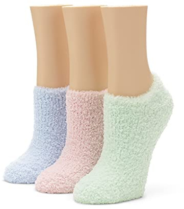 No nonsense womens Shortie Slipper Sock, 3 Pair Pack Casual Sock, Light Blue/Light Pink/Minty, 4 10 US