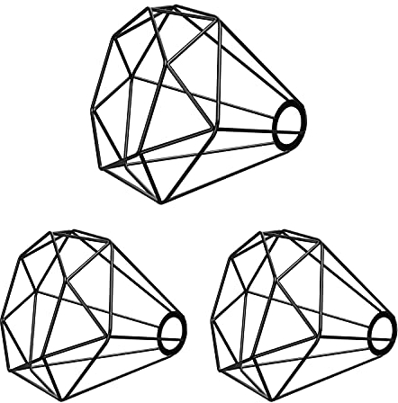 ledscom.de 3 Stück Käfig-Lampenschirm, schwarz, 200mm Ø