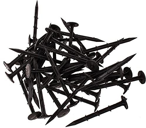 100x Piquets d'ancrage en Plastique – Fixation pour bâche géotextile et paillage – Sardines de Jardin avec Crochets – Piquets de Fixation pour bâche et Gazon synthétique