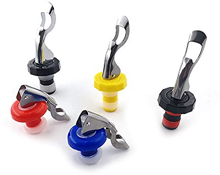 Alnicov Lot de 5 bouchons en silicone pour bouteille de vin - Fermeture hermétique - Couleurs assorties