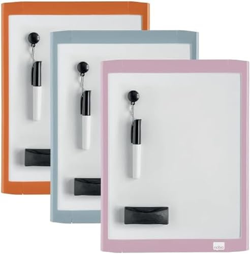Nobo Magnetisches Whiteboard mit bunten Rahmen, Model: 1915625, zufällige Farbe, 21.6 X 28 cm