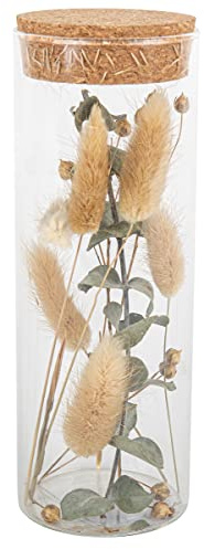 Artifetes Tube en Verre avec plumeaux et Eucalyptus 18,5 cm