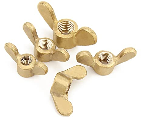 GB62 Flügelmutter aus Messing, Barren-Schraubkappe M3M4M5M6M8M10M12, Verriegelungshand-Schraubkappe,M6 [8 Stück]