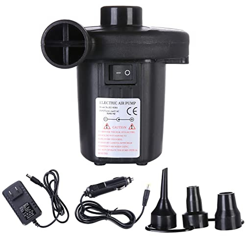 Elektrisk luftpump, 110V AC/12V DC Bärbar luftmadrasspump Tvåvägs universalpump elektrisk pump med 3 munstycken