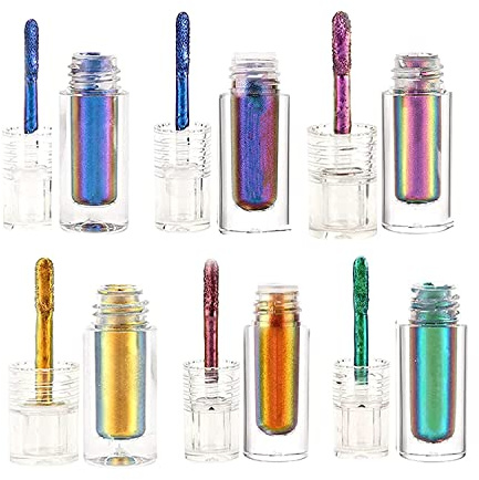 Chic-Chat Multi-Chrom-Lippenstifte, flüssiger Lidschatten-Stick, Chrom-Lidschatten-Stick, langanhaltender, matter flüssiger Lippenstift, langanhaltend, wasserdicht(gemischt 6 Stück)