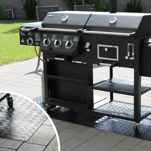 PROFOLIO Schwarze Grillunterlage Für Alle Grills - Bodenschutzmatte als Hitze- und Funkenschutz - Feuerfeste Grillmatte für Gasgrill, Elektrogrill und Holzkohlegrill - 130 x 80 cm - Größe Wählbar
