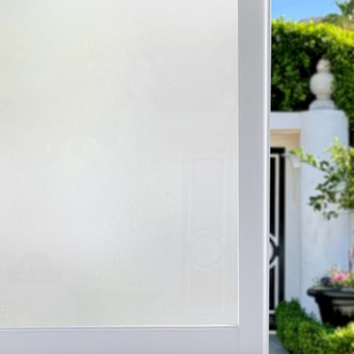 Zindoo Fensterfolie Milchglasfolie Blickdicht Sichtschutz 119.5 x 200 cm | Sichtschutzfolie Statisch Haftend Ohne Kleber, UV-Schutz Dekorfolie Gute Privatsphäre Schutz für Bad, Wohnzimmer und Türen