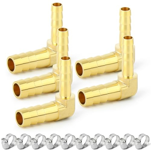 ERGAOBOY 5 st 6 mm x 8 mm slangreducerande kontakt 2-vägs vinklad slanganslutning med 10 klämmor