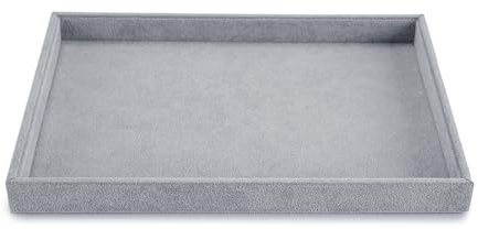 Papten Velvet Jewelry Tray Stackable Jewellery Display Jewellery Organiser Tray for Ring Earring Necklace Pendants Bracelet Pin Badge Sunglasses Watch(Grey)