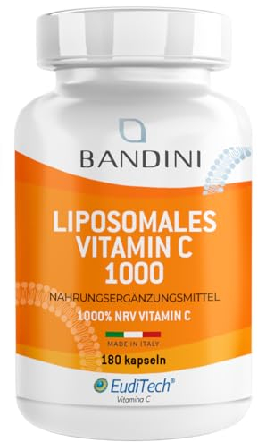 Bandini® Liposomal Vitamin C 1000mg 180 Vegan Capsules (3-Month Supply), High Strength Ascorbic Acid, High Absorption & Bioavailability, Immunity, Energy, Lypospheric vitamine, Lipo VIT C Supplement