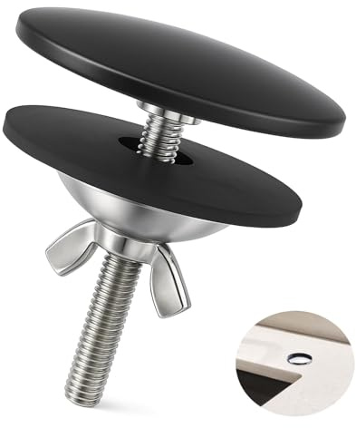 NIYATA Cache Trou Evier Noir 5CM,Cache Trou Lavabo Noir | Cache Trou Evier Cuisine,Cache Lavabo Cuisine,Couvercle de Trou pour Bouchon de Trou de Robinet d'Évier