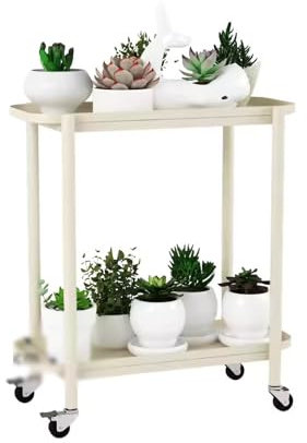 Pflanzenständer aus Metall, nordischer Blumentopfständer for frische Blumen, for drinnen und draußen, Pflanzgefäß-Display, Regal, bewegliches Pflanzenregal, modernes Blumenregal, mehrere Farben(Cream,