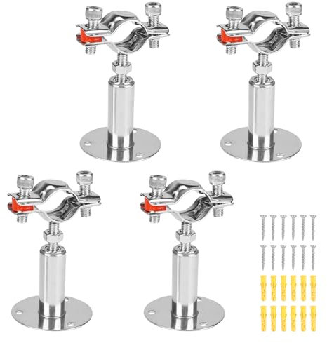LALAGO 4pcs Abrazadera de Soporte de Tubería Ajustable para Φ25-27mm, Acero Inox Soportes para Techo de Montaje en Pared con 12pcs Tornillos y Tubos, Correas de Pipa para la Fijación o Varillas