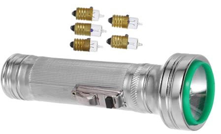 Torcia Retrò in Ferro Stile Anni 80, Portatile e Leggera | Argento, per Performance e Fotografia, con Lampadina Inclusa e Aspetto Antico da Scena Stile Casuale