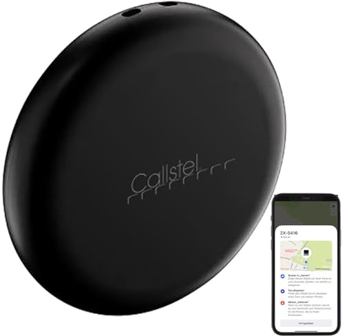 Callstel Schlüsselfinder App: Mini-Schlüssel- & Gegenstandsfinder, AirTag-komp., MFi, App, schwarz (Schlüsseltracker, Bluetooth, Sachenfinder, GPS Tracker)