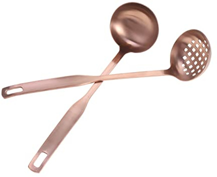 MAGICLULU 2pcs Nonstick Stainless Steel Slotted Spoon Soup Spoon Set for Kitchen Utensils