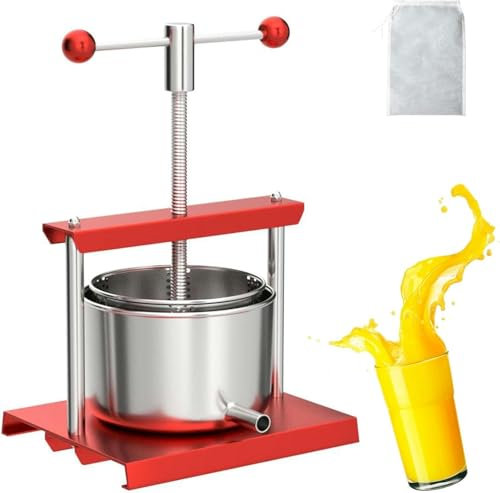 HOTAPEPU Prensa de Frutas for Hacer Vino, Sidra, exprimidor de Acero Inoxidable, fácil de Limpiar y Usar con Mango de Bola, for Hacer Sidra de Vino, deshidratación de Verduras, Prensa de Queso(3L)
