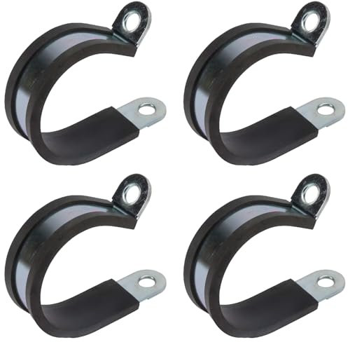 cyclingcolors 4x Collier de Serrage Métallique avec Insert Caoutchouc Fixation Tube P Clip Serre Cable Tuyau Conduit Collier, 20mm