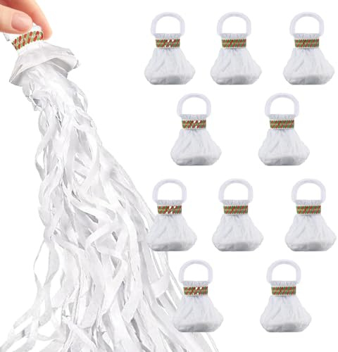 10 pezzi stelle filanti coriandoli a mano lancio streamer bomba compleanno stelle filanti adatti per feste, matrimoni, Natale, spettacoli magici (bianco)