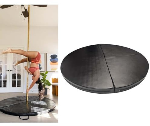 TUPOSTAR Robuste Crashmatten Zum Tanzen, Wasserdichtes Crashpad Aus Pu-Leder FüR Pole Dance-Stangen, Runde, StoßDäMpfende Sicherheits-Trainingsmatte,Schwarz,120x10cm