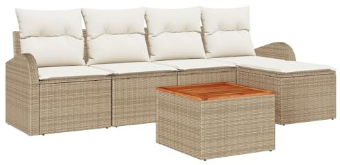 vidaXL Trädgårdsoffset med kudde 6 pcs Beige konstrotting, Stiligt, modulärt, hållbart och väderbeständigt utemöbler, lätt trädgårdsoffa och patio set