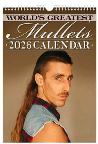 2026 Världens mullets kalender, rolig vokuhila frisörkalender, 12 månader havsljud väggkalender, för agenda planerare anteckningsbok möte tiddelning