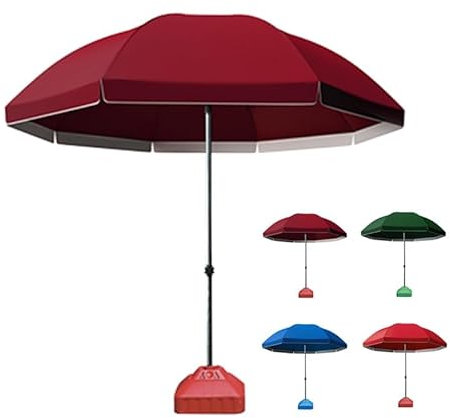 GSKFXJ Ombrellone Da Giardino Esterno 3.2m 2.6m Ombrellone Da Spiaggia Rotondo E Poliestere 8 Stecche, Parasole Da Mercato (Senza Base) Per Balcone,Gazebo,Piscina(Burgundy,3.2m/10.5ft)