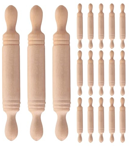 GALPADA 30pièces Mini à Pâtisserie Bois Naturel pour Maison de Poupée Ustensiles de Cuisine Miniature Jouet Accessoire pour Garçon Fille