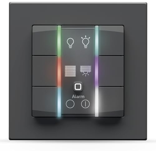 Homematic IP Smart Home Wandtaster – 6-Fach, 230V, anthrazit | Wandschalter, sechs Tasten, universell einsetzbar, schaltet Aktoren und Thermostate, 162028A0