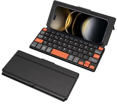 Doohoeek Mini Clavier Bluetooth Double pour Phone, Clavier sans Fil Portable avec Support pour iPhone, iPad Mini, Samsung Z Fold, Compatible avec iOS, Android et Windows, AZERTY