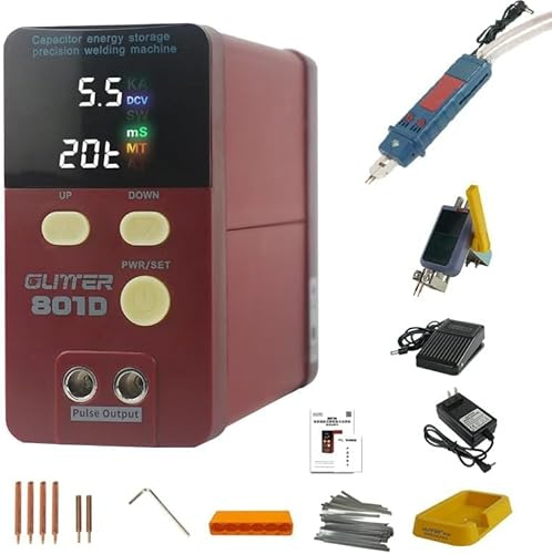 Saldatrice a Punti 801D 12KW Portatile, Accumulo a Condensatori per Assemblaggio Batterie al Litio 18650 DIY, Saldatrice Professionale Regolabile per Acciaio Inox, Ferro e Nichel