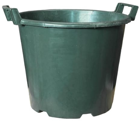YouGarden 4 x Green Heavy Duty 30L Plant Pots 40cm Diameter - Plastic Planters for Outdoor Plants - Large 15.7' Flower Pots for Gardens - Perfect for Flowers, Vegetables & General Use