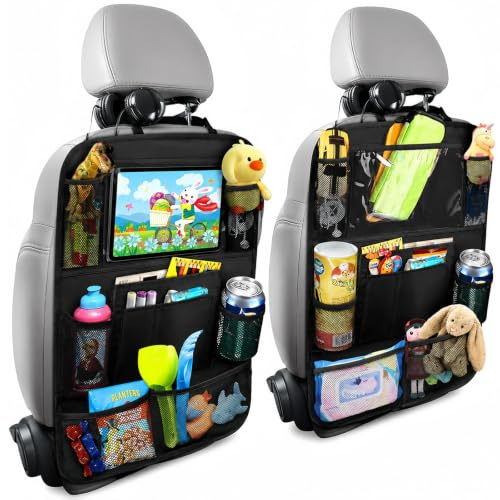 YUPDFGB Organizador Asiento Trasero Coche Ninos Pack de 2, organizador coche asiento multibolsillos de tela Oxford, Protector Respaldo Asiento Coche, Sostenedor de Tablet-Bolsillo (B)