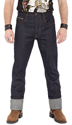 King Kerosin Jeans Hose - Authentic Selvedge Dunkelblau W31 / L34