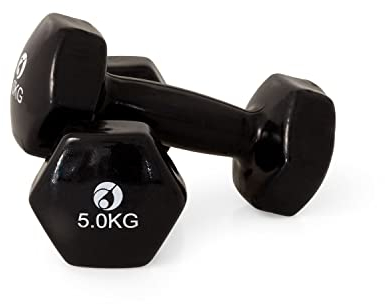 AFH Webshop Gymnastikhanteln | Hanteln | Vinyl | Kurzhanteln | Paar | 2 x 5,00 kg | schwarz