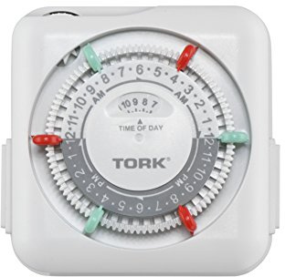 NSi Industries TORK RTN312 Indoor 15-Amp Plug-in Heavy Duty Mechanical Appliance Timer 24-Hour Programming – GREEN & RED Trippers TWO Receptacles White