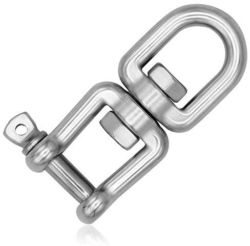 everlar Edelstahl Drehwirbel 10mm I 500kg I Auge+Gabel I Wetterbeständig | Bequemes, sicheres & ruhiges Drehen von Hängesessel, Boxsack, Schwenkgrill u.v.a. I Hochfest I Wirbel mit Auge & Gabel