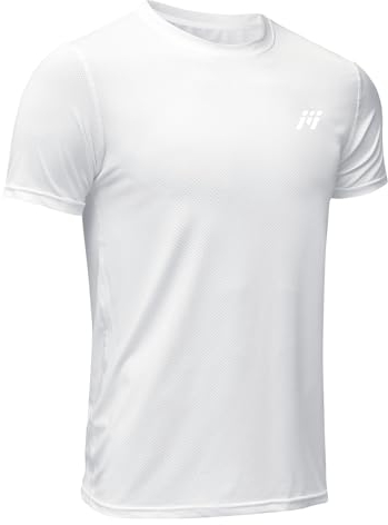 MEETWEE T-Shirt de Sport Homme, Baselayer Manches Courtes Maillot Running Tee Shirt Vetement de Fitness Football Jogging, Blanc, M