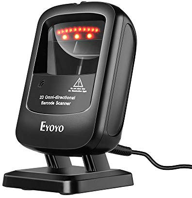Eyoyo 1D 2D Desktop Barcode Scanner, Omnidirectional Hands-Free USB Wired Barcode Reader, Capture Barcodes from Mobile Phone Screen, Automatic Image Sensing for Supermarket Library Retail Store