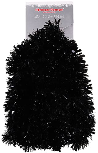 Christmas Concepts 4m Fornido/Fino Oropel - Decoraciones para árboles de Navidad (Negro)
