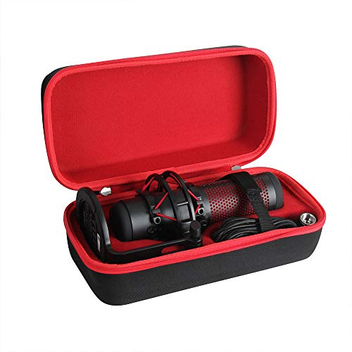 Hermitshell Étui de transport rigide pour microphone à condensateur HyperX QuadCast X/HyperX QuadCast S/HyperX QuadCast 2 S (Rouge+Noir)